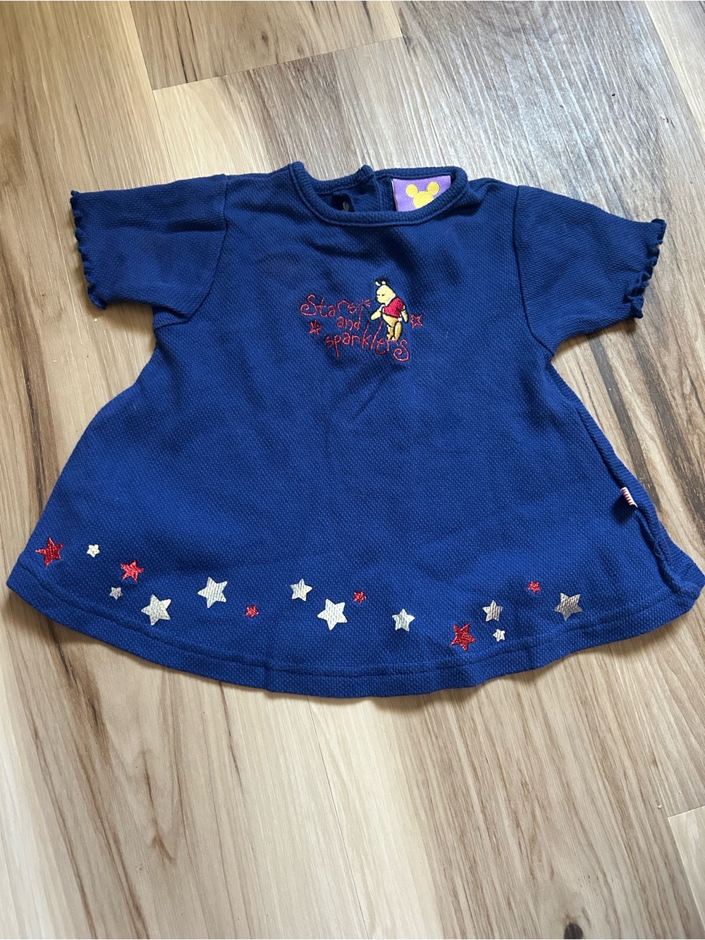 Vintage Disney Store Winnie the Pooh Stars & Sparkles Dress Y2K 3-6 Months